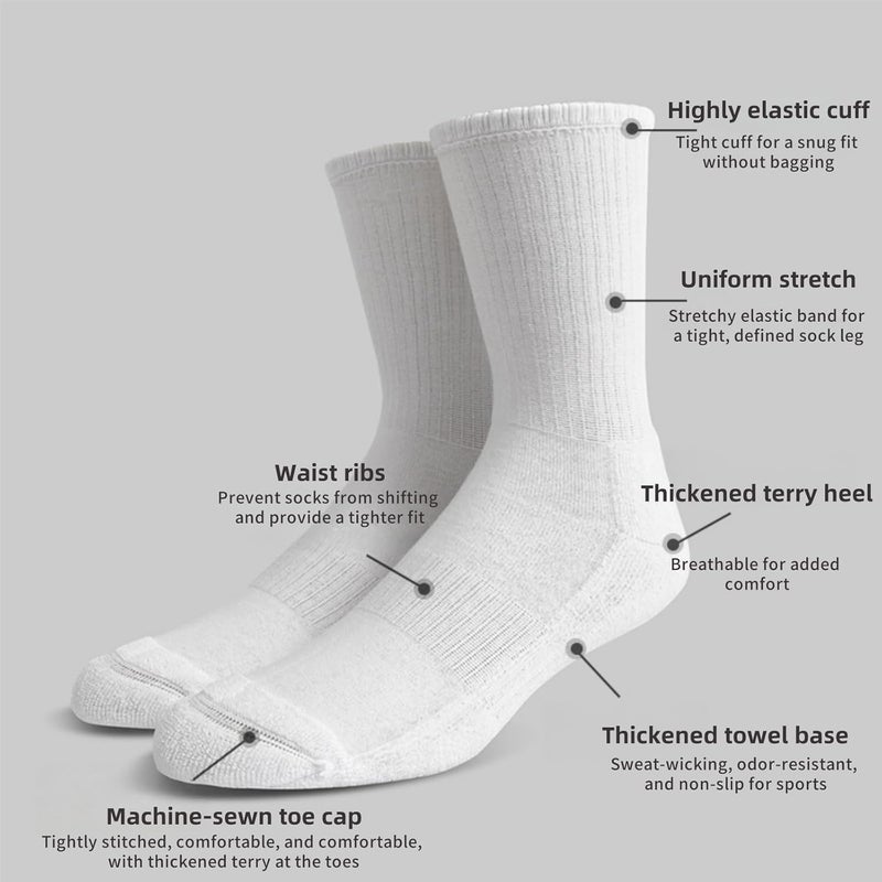 Lullaxx 100% Cotton Mid-Calf Socks 6-Pack,Breathable,Casual Comfortable Athletic,Odour Free Mens Socks For All Season - Image 4
