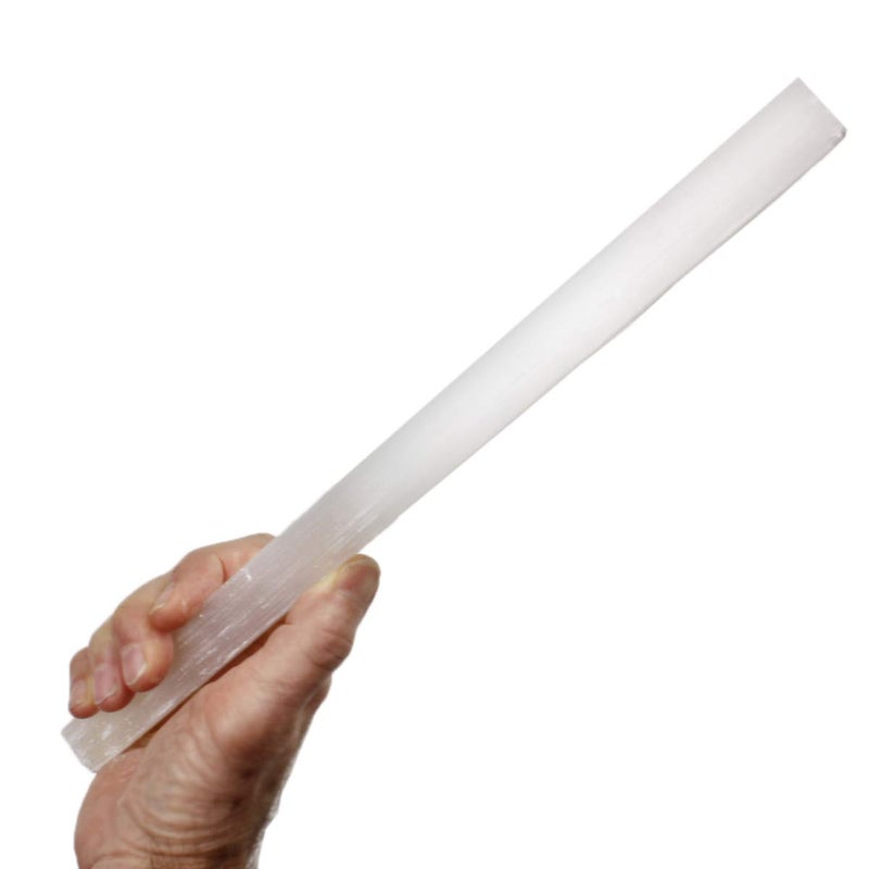 Dancing Bear DANCING BEAR Selenite Crystal Stick 1012 Long Large Raw Rough Wand Clearing Energy Powerful Charging Plate Cleansing Protection Chakra Balancing Healing Natural Stone and Black Tourmaline 