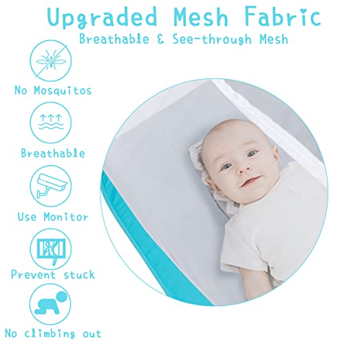 L RUNNZER Baby Pop Up Tent, Toddler Safety Net to Keep Baby from Climbing Out, See-Through & Breathable Crib Canopy Against Falls & Bites, Fits Most Standard Cribs - Image 4