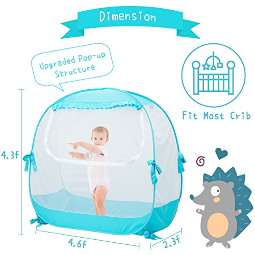 L RUNNZER Baby Pop Up Tent, Toddler Safety Net to Keep Baby from Climbing Out, See-Through & Breathable Crib Canopy Against Falls & Bites, Fits Most Standard Cribs - Image 2