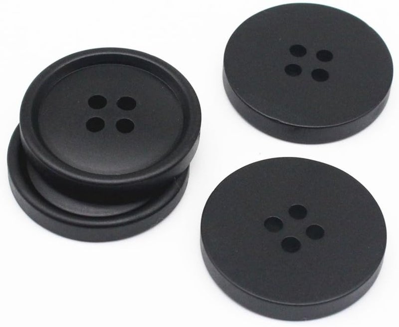 YaHoGa YaHoGa 40PCS 30mm Black Buttons Large Resin Buttons for DIY Sewing Tailor Crafts Coats Clothes 30MM - Image 2