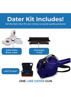 Perco Lite 1 Line Dater Gun With Labels Kit Includes 5000 Blank White Labels 2 Ink Rollers 1 Ink Roll And Labels Preloaded  - Image 2
