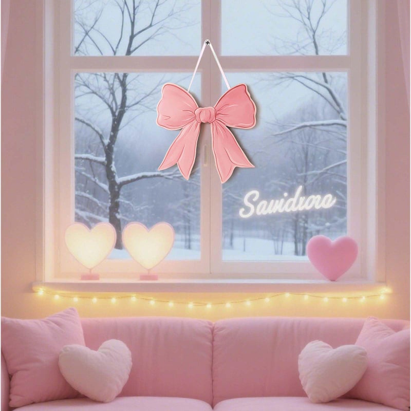 Vozekrod Pink Bow Wooden Wall Sign - Cute Girls Room Decor, Preppy Hanging Plaque for Dorm Nursery Door - Image 5