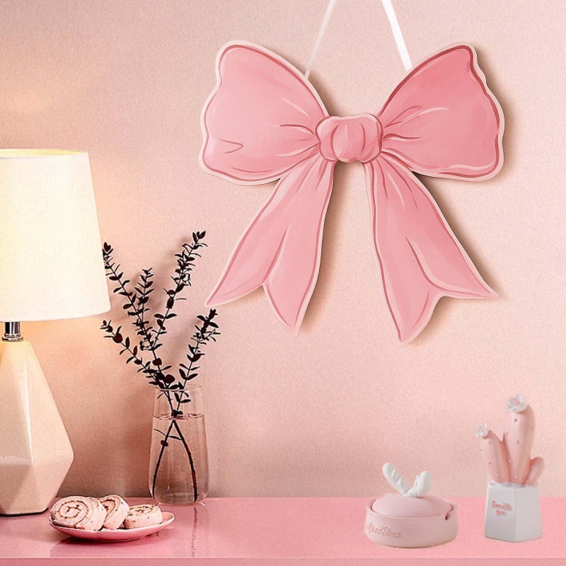 Vozekrod Pink Bow Wooden Wall Sign - Cute Girls Room Decor, Preppy Hanging Plaque for Dorm Nursery Door - Image 3