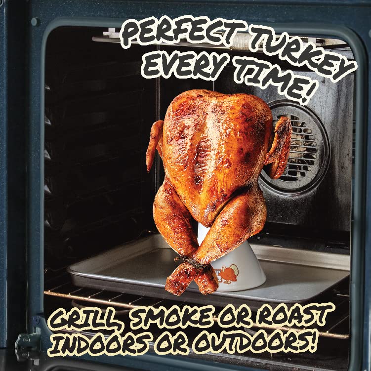 Cook's Choice Sittin' Turkey Thanksgiving Ceramic Beer Can Roaster & Steamer- Easily Infuse Marinades & BBQ flavors for Juicy, Flavorful Meat- XL Base Perfectly Cooks up to an 18lb Turkey- Holiday Party Essential - Image 2