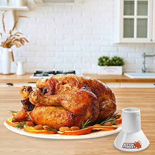 Cook's Choice Sittin' Turkey Thanksgiving Ceramic Beer Can Roaster & Steamer- Easily Infuse Marinades & BBQ flavors for Juicy, Flavorful Meat- XL Base Perfectly Cooks up to an 18lb Turkey- Holiday Party Essential - Image 5