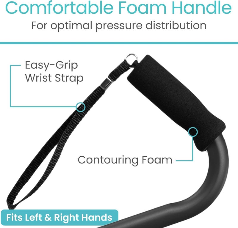Vive Offset Walking Cane with ComfortFoam Handle  for Women Men Seniors  Lightweight  Adjustable Single Point Walking Stick with a NonSlip Tip for Stability Balance  Support - Image 3