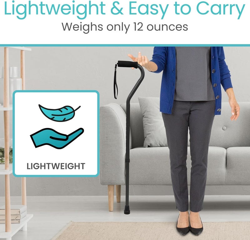 Vive Offset Walking Cane with ComfortFoam Handle  for Women Men Seniors  Lightweight  Adjustable Single Point Walking Stick with a NonSlip Tip for Stability Balance  Support - Image 5