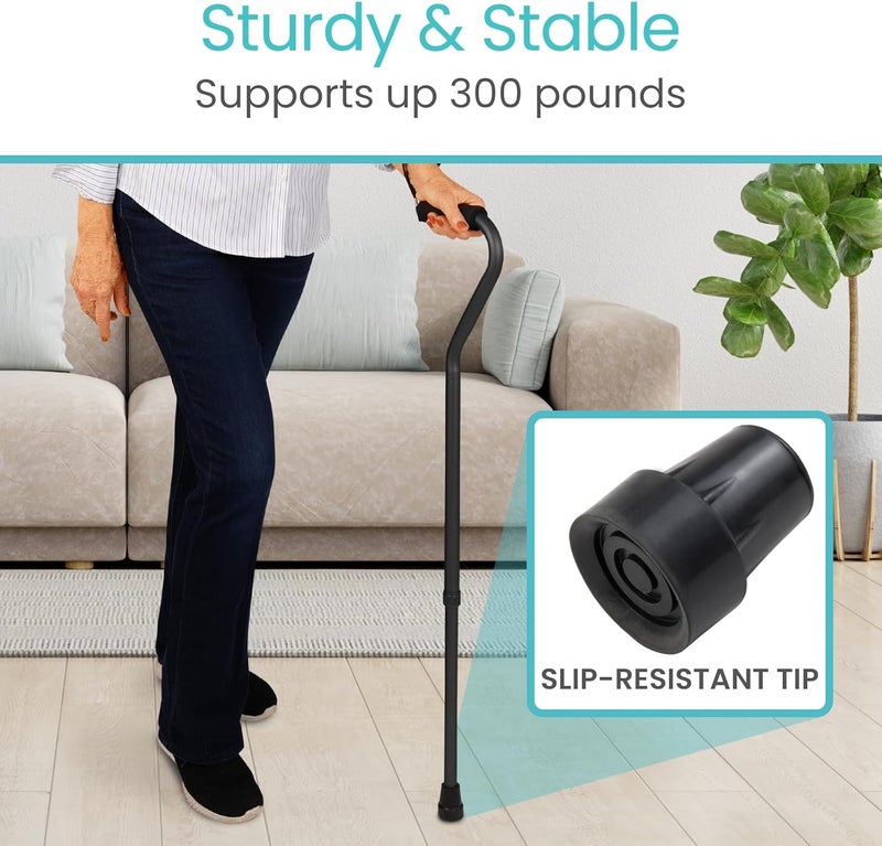 Vive Offset Walking Cane with ComfortFoam Handle  for Women Men Seniors  Lightweight  Adjustable Single Point Walking Stick with a NonSlip Tip for Stability Balance  Support - Image 4