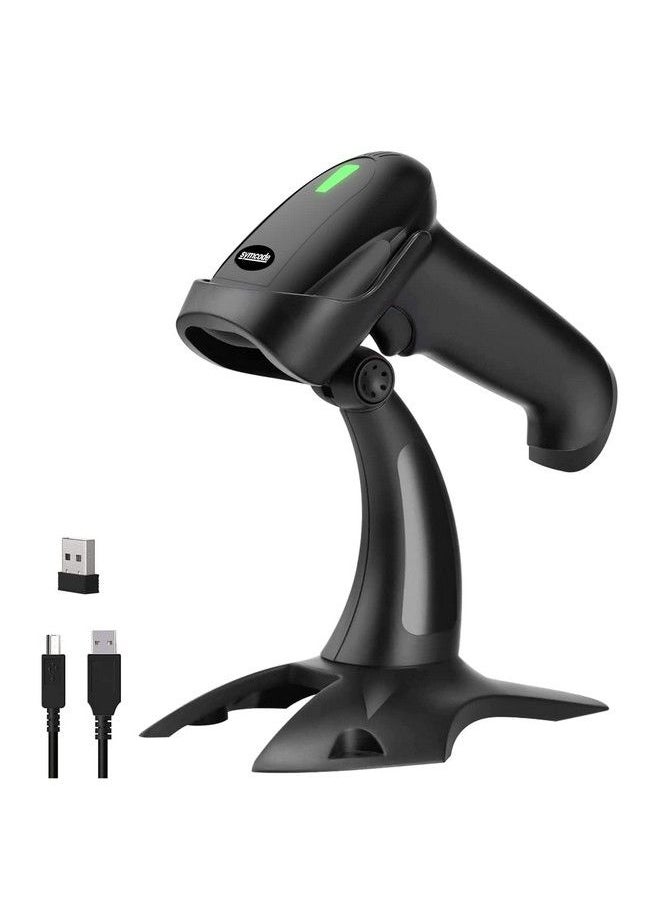 symcode Usb Wireless Barcode Scanner With Standsymcode Barcode Scanner Wireless Versatile 2In1 (2.4Ghz Wireless+Usb 2.0 Wired) Rechargeable Cordless 1D Barcode Reader Usb Handheld Bar Code Scanner Wireless  - Image 1