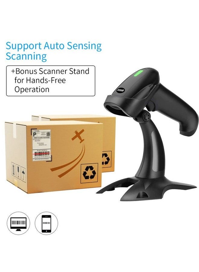 symcode Usb Wireless Barcode Scanner With Standsymcode Barcode Scanner Wireless Versatile 2In1 (2.4Ghz Wireless+Usb 2.0 Wired) Rechargeable Cordless 1D Barcode Reader Usb Handheld Bar Code Scanner Wireless  - Image 5