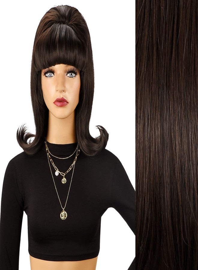 LONAI Retro Brown Wig 50s 60s 70s Wig with Bangs for Women Synthetic Hair for Halloween Costume Party - Image 5