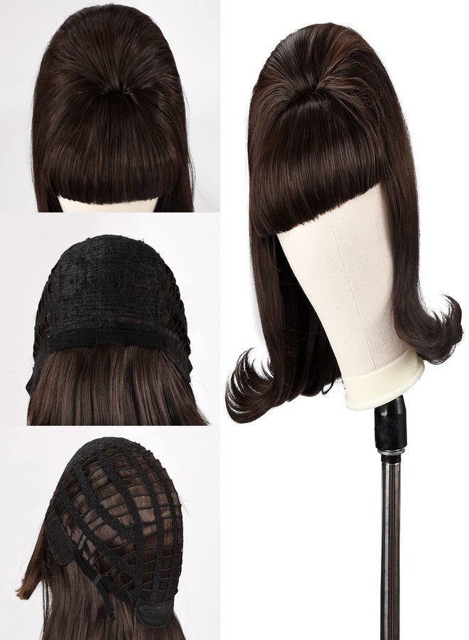 LONAI Retro Brown Wig 50s 60s 70s Wig with Bangs for Women Synthetic Hair for Halloween Costume Party - Image 3