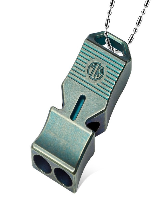 TACRAY Titanium Emergency Survival Whistle - Square Dual-Tube Design, Ultra-Loud 120+dB, Waterproof & Durable, EDC Safety Whistle for Camping, Hiking, Outdoor & Rescue (Green) - Image 1