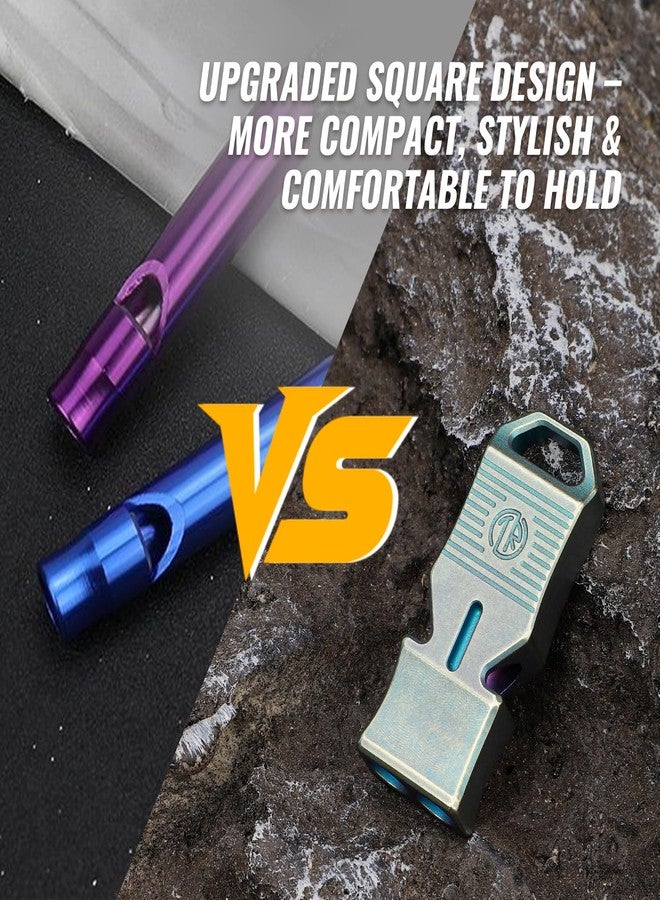 TACRAY Titanium Emergency Survival Whistle - Square Dual-Tube Design, Ultra-Loud 120+dB, Waterproof & Durable, EDC Safety Whistle for Camping, Hiking, Outdoor & Rescue (Green) - Image 3