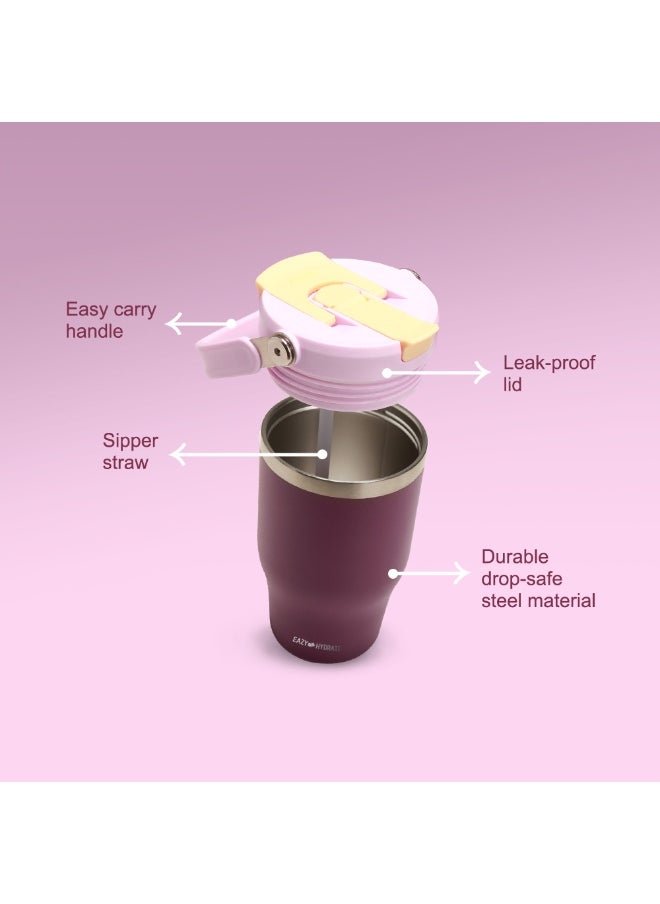 Eazy Kids Eazy Kids Vacuum Insulated Tumbler w/ handle, 500ml Purple  - Image 4