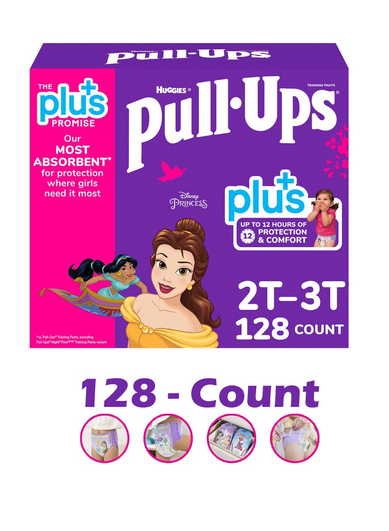 HUGGIES Pull-Ups Plus Training Pants For Girls  Exclusive Disney Princess Designs 2T to 3T /8-15 kg / Pack of 128  - Image 1