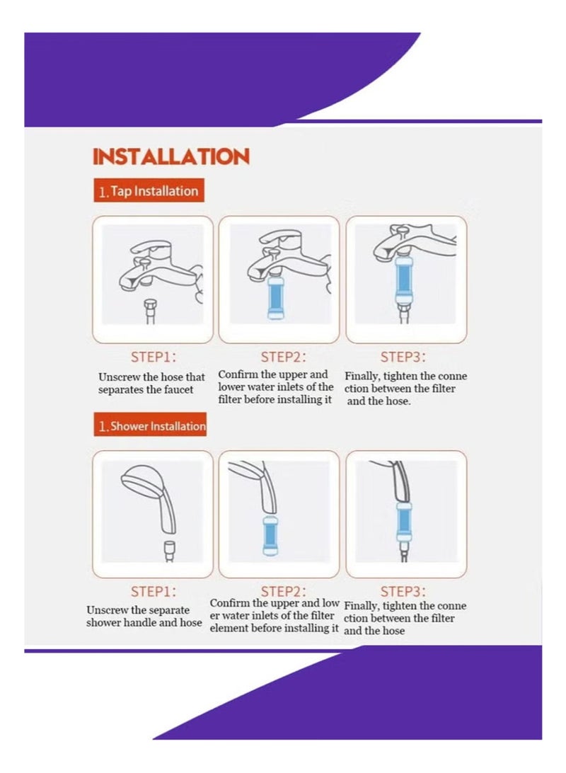 BIRUITE 1pcs Vitamin Shower Fragrance Water Filter + 2pcs Fragrance Filter Cartridge Set, Prevent Hair Loss and Prevent Dry Skin, Remove Chlorine and Rust, Relax Aromatherapy (Smoothing Lavender) - Image 5