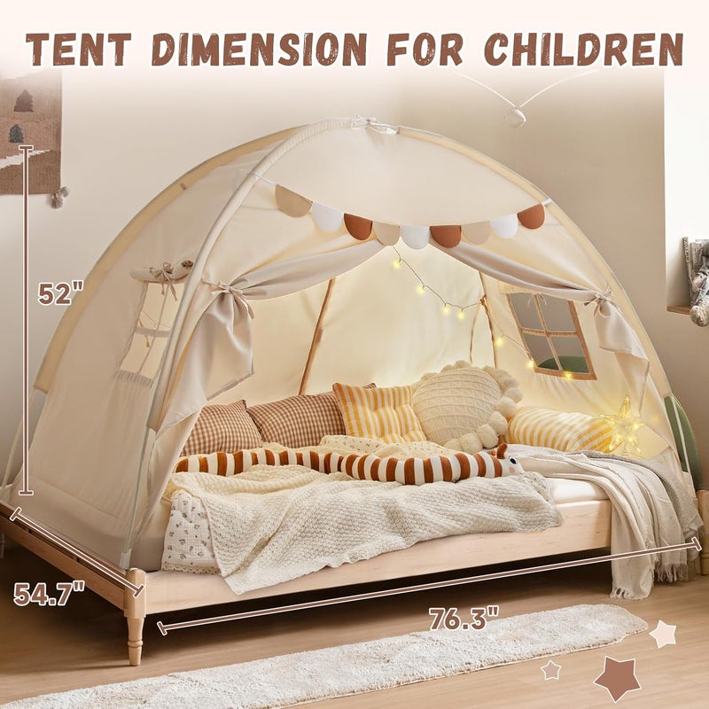 73Hours Full Size Bed Canopy Toddler Bed Tents for Kids Dream Tent on Bunk Bed Privacy Space Blackout Sleeping Playhouse Tents Indoor Portable Drafty House for Boys Girl Birthday - Image 2