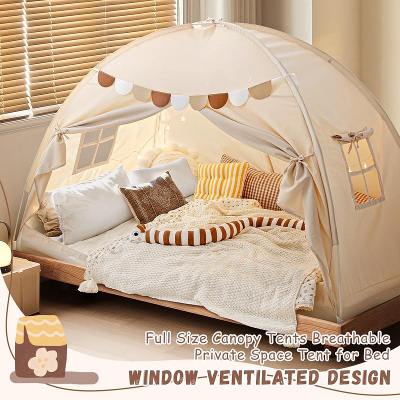 73Hours Full Size Bed Canopy Toddler Bed Tents for Kids Dream Tent on Bunk Bed Privacy Space Blackout Sleeping Playhouse Tents Indoor Portable Drafty House for Boys Girl Birthday - Image 4
