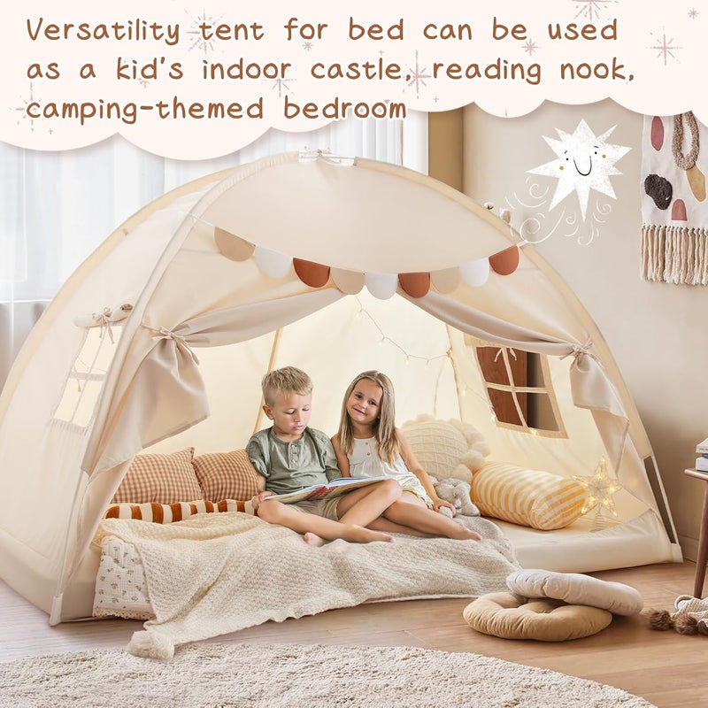73Hours Full Size Bed Canopy Toddler Bed Tents for Kids Dream Tent on Bunk Bed Privacy Space Blackout Sleeping Playhouse Tents Indoor Portable Drafty House for Boys Girl Birthday - Image 5