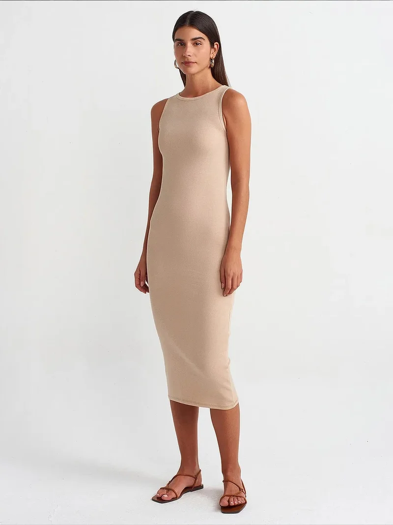 DILVIN Sleeveless Bodycon Midi Dress