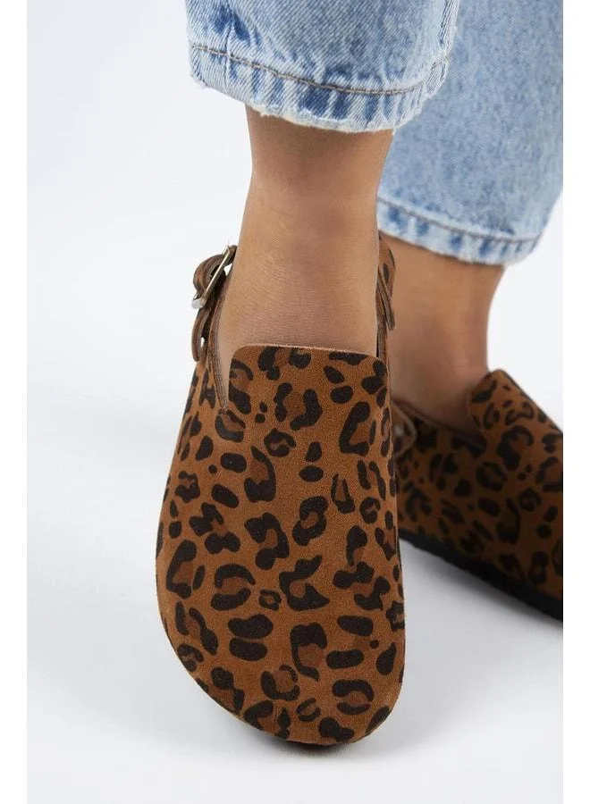 Manijero  Holly 2 Leopard Women’s Genuine Leather Belted Buckle Sabo Taba Sandal. for Women | Best Price UAE