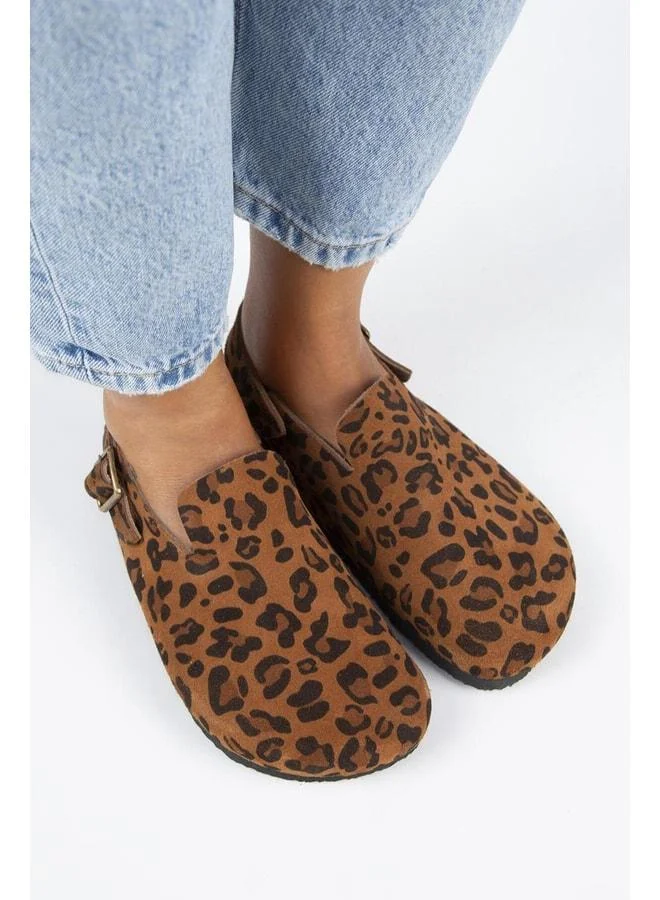 Manijero  Holly 2 Leopard Women’s Genuine Leather Belted Buckle Sabo Taba Sandal. for Women | Best Price UAE