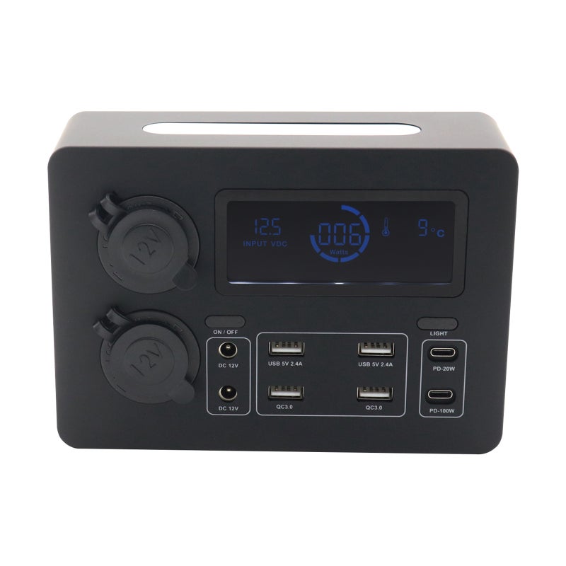 صندوق الطاقة المصغر، صندوق طاقة 12 فولت 100 واط مع شاشة عرض LCD ومصابيح LED، ومماثلات USB-C وQC3.0، مركز تحكم محمول للمركبات المركبة المنزلية (RVs) والسيارات الكبيرة (SUVs) والقوارب واليخوت والسيارات - Image 4