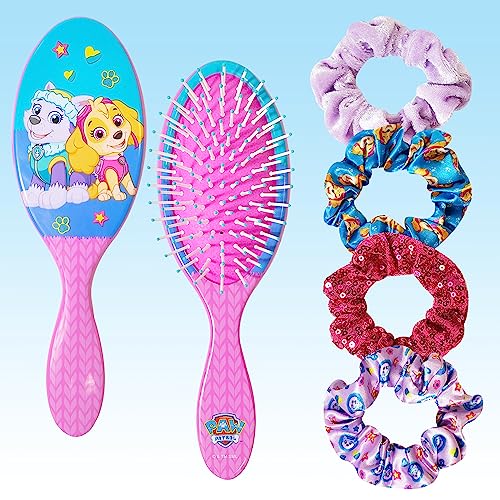 Luv Her Paw Patrol Hair Accessories Set - 9 inch Detangling Brush, 4 Scrunchies & Hair Ties for Girls - Image 1