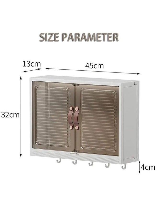 HOMESTAR Large Makeup Organizer Cosmetics Storage Box Skincare Display Case with Door and Hooks Waterproof Dustproof for Bathroom Countertop Kitchen Spice - Image 2