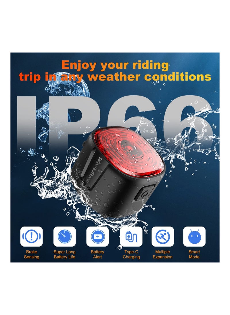 SYOSI Bike Rechargeable LED Tail Light, IP66 Waterproof Tail Light Safety Warning Light Bicycle Rear Light Ultra Bright LED Warning Back Bicycle Flashlight with Six Modes for Bike Bicycle Visibility Safety  - Image 3