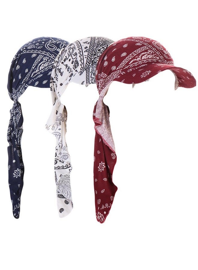 DINPREY Long Pretied Head Scarves For Women Bandana Turban Hat Chemo Cancer Headscarf Headwraps Headwear For Bald Women Hair Wraps Hair Cover Hat (3 Pcs Paisley) - Image 1