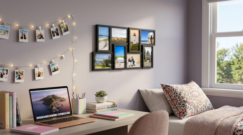 MELANNCO 8-Opening Collage Picture Frame for Wall, Holds Eight 4x6 Photos, Black Plastic, Horizontal or Vertical Hanging, 23.5 x 11.5 Inches - Image 3