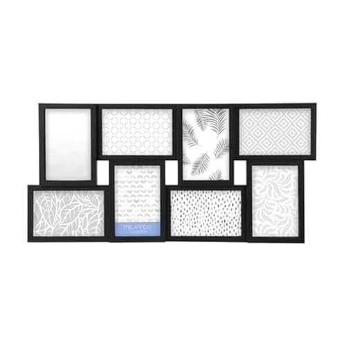 MELANNCO 8-Opening Collage Picture Frame for Wall, Holds Eight 4x6 Photos, Black Plastic, Horizontal or Vertical Hanging, 23.5 x 11.5 Inches - Image 1