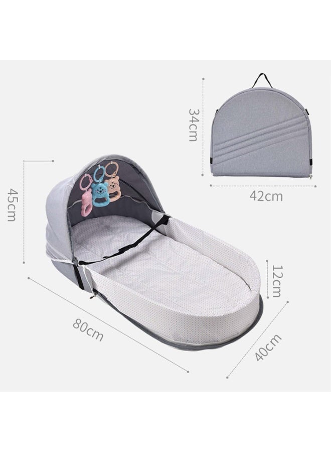 Baby Travel Bassinet, Portable Baby Nests, Foldable Cot, Travel Bed With Mosquito Net And Awning, Suitable For Travelling And Home Use, Easy To Carry (Grey) - Image 2