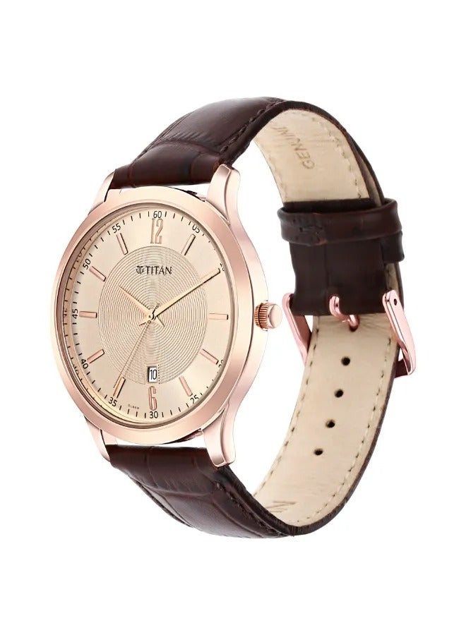 TITAN Men's Analog Round Shape Leather Wrist Watch - 1825WL02 - 47.3 Mm - Image 3