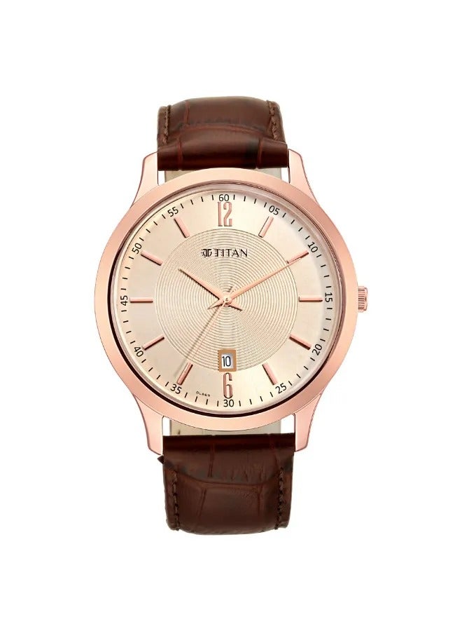 TITAN Men's Analog Round Shape Leather Wrist Watch - 1825WL02 - 47.3 Mm - Image 2