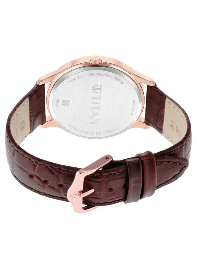 TITAN Men's Analog Round Shape Leather Wrist Watch - 1825WL02 - 47.3 Mm - Image 5