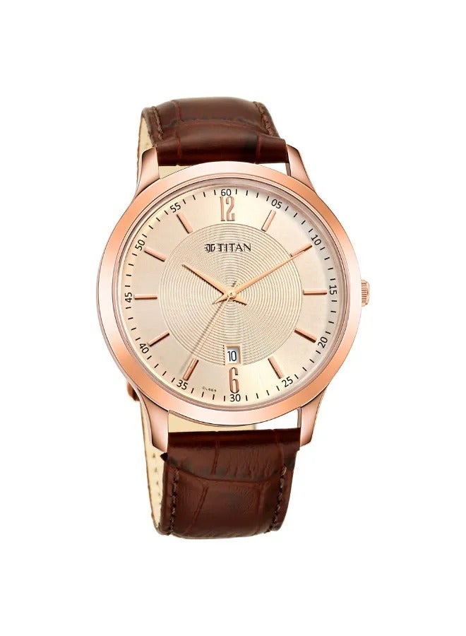 TITAN Men's Analog Round Shape Leather Wrist Watch - 1825WL02 - 47.3 Mm - Image 1