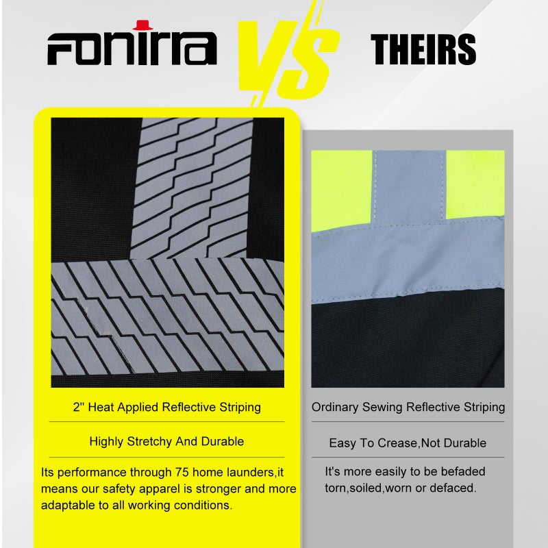 FONIRRA High Visibility Safety Sweatshirt ANSI Class 3 Fleece 1/4 Zip Pullover sweater with Black Bottom for Men(Black,L) - Image 3