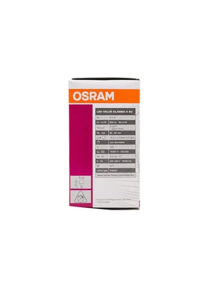 Osram Osram LED Bulb Clas A 8.5W 2700K Warm White E27 Base - Pack of 10  - Image 4