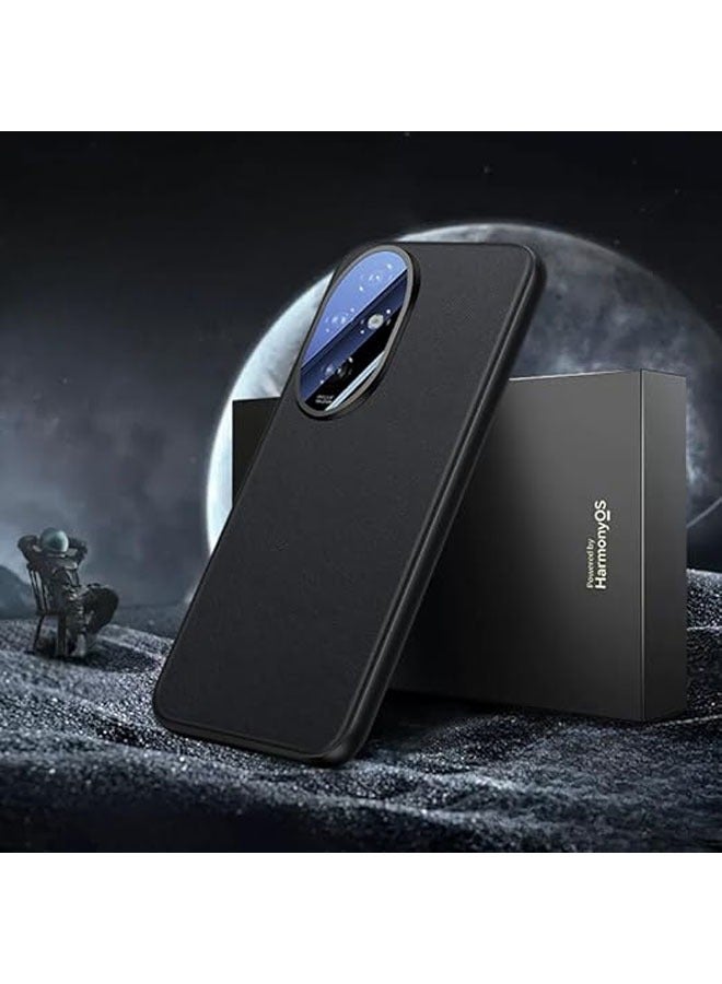 Compatible with Honor 200 Pro Leather Case, Ultra-Slim Dropproof Lightweight Luxury Stylish Case, Soft Silicone Frame, Fully Wrapped Lens Protection (Black) - Image 1