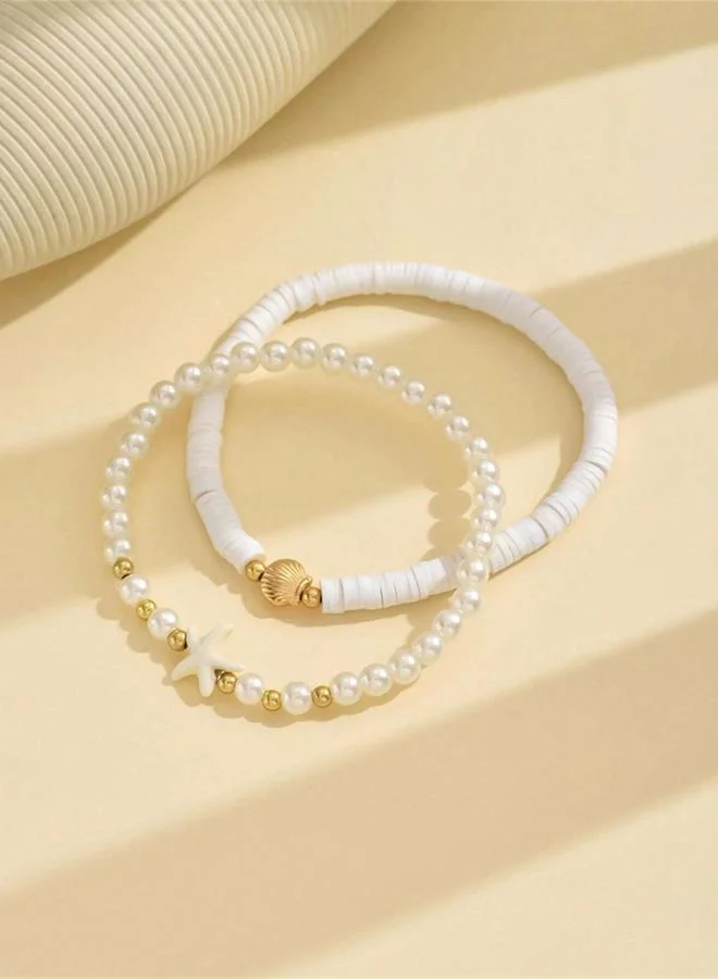 تايك تو Set of 2 - Beaded Starfish Anklet