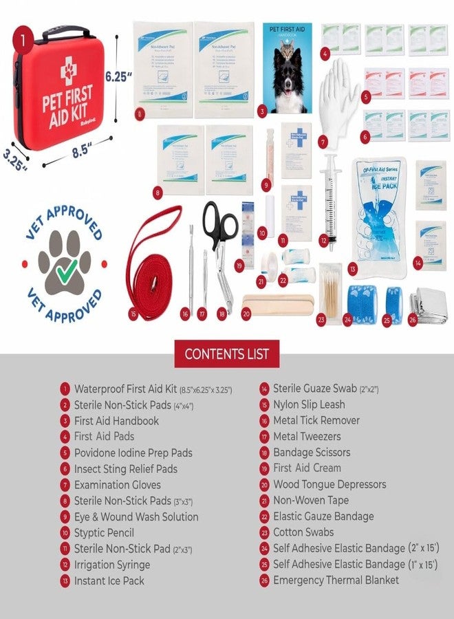 rubyloo Dog First Aid Kit - Vet Approved Pet First Aid Supplies to Treat Dogs & Cats in an Emergency - Pet First Aid Kit Guide, Tick Remover, Slip Leash & Medical Essentials for Home, Camping, Car, RV, Travel - Image 3
