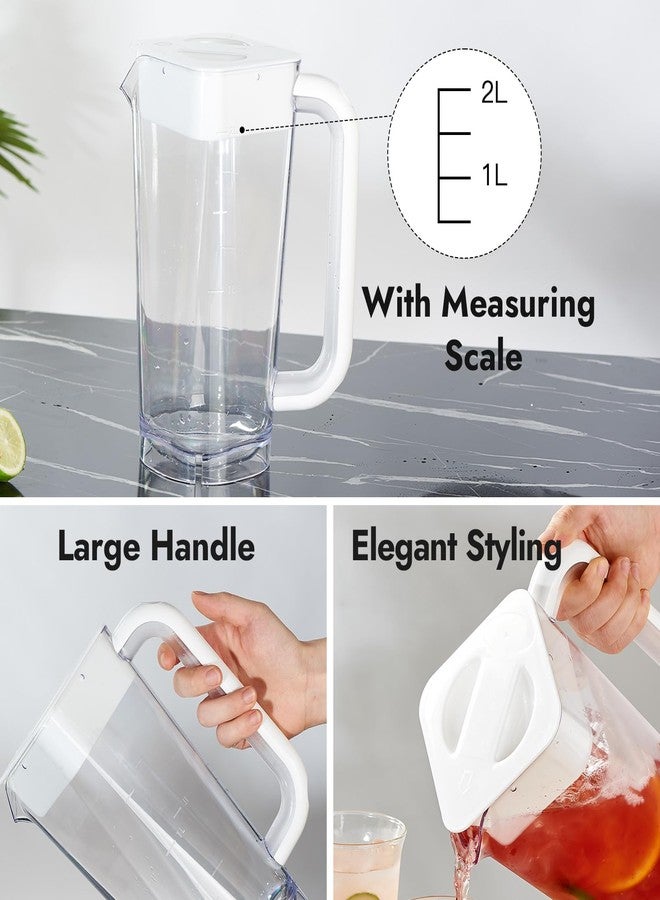 CURTA 1 Pack 2 Liters/68 oz Plastic Pitcher with Lid & Handle for Kitchen,ICED JUICE and Coffee Carafe Beverage Serveware, Acrylic Water Jug for Hot/Cold Drinks&lemonade - Image 4