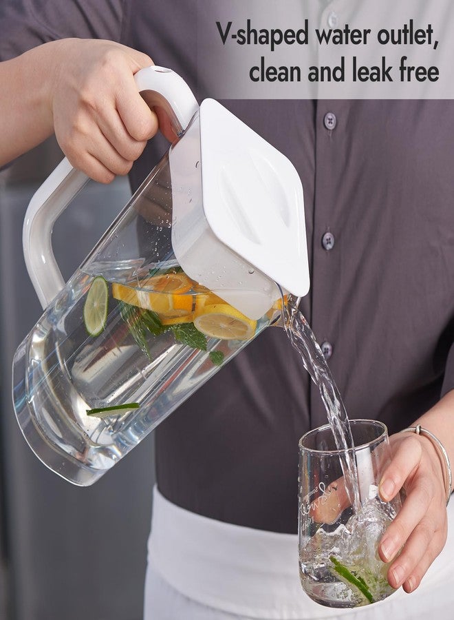 CURTA 1 Pack 2 Liters/68 oz Plastic Pitcher with Lid & Handle for Kitchen,ICED JUICE and Coffee Carafe Beverage Serveware, Acrylic Water Jug for Hot/Cold Drinks&lemonade - Image 2