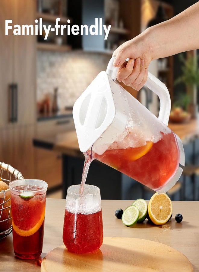 CURTA 1 Pack 2 Liters/68 oz Plastic Pitcher with Lid & Handle for Kitchen,ICED JUICE and Coffee Carafe Beverage Serveware, Acrylic Water Jug for Hot/Cold Drinks&lemonade - Image 5