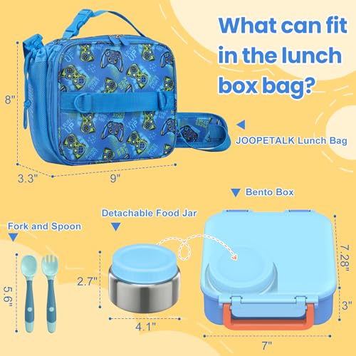 JOOPETALK Bento Lunch Box Set for Kids with 9oz Soup Thermo, Insulated Lunch Bag,Leak-proof BPA-free Lunch Food Container with 3-4 Conpartments for School Travel-Blue - Image 4