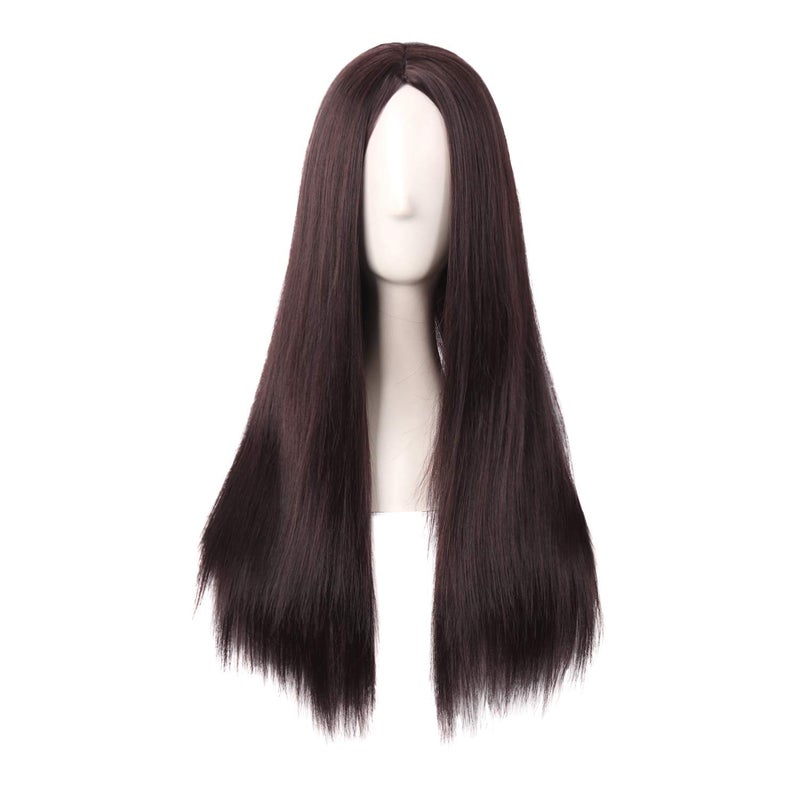 MapofBeauty MapofBeauty 28 Inch70cm Women Special Long Straight Synthetic Wig Dark Brown 